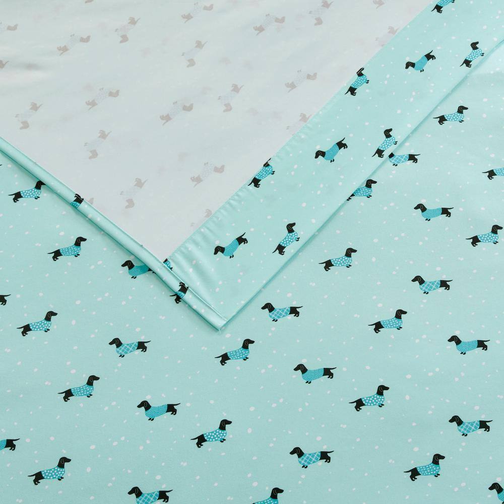 Aqua Dogs Print Microfiber Full Sheet Set
