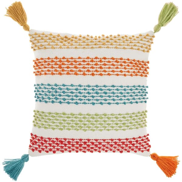 Mina Victory Multicolor Striped 18 in. x 18 in. Indoor/Outdoor Throw Pillow