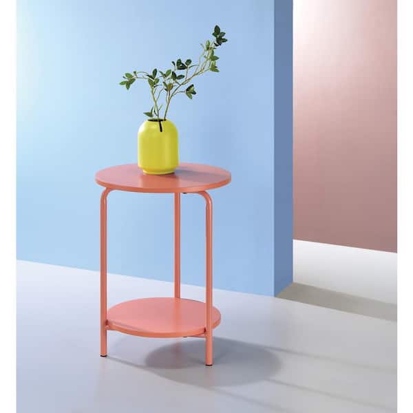 OSP Home Furnishings Elgin 15.75 in. Metal Accent Table in Coral