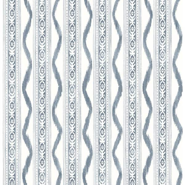 A-Street Prints Rhys Blue IKAT Stripe Paper Wallpaper AST4349 - The Home  Depot