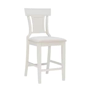 Maxwell 26 in. Cream White High Back Wood Counter Stool with Fabric Seat