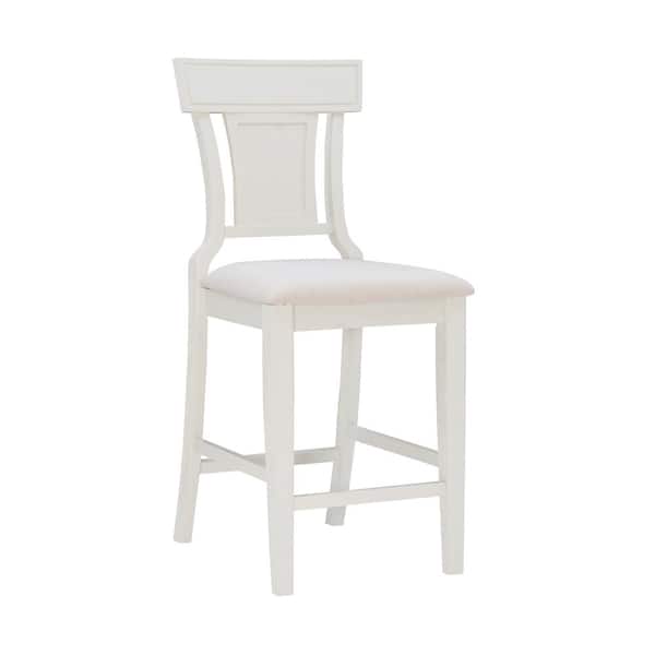 Linon Home Decor Maxwell 26 in. Cream White High Back Wood Counter Stool with Fabric Seat