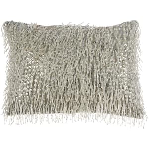 Luminescence Silver Gray 14 in. x 10 in. Rectangle Throw Pillow
