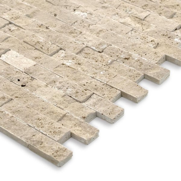 Beige 10.63 in. x 11.22 in. Natural Marble Peel and Stick Backsplash Wall Tile (5-Pack)