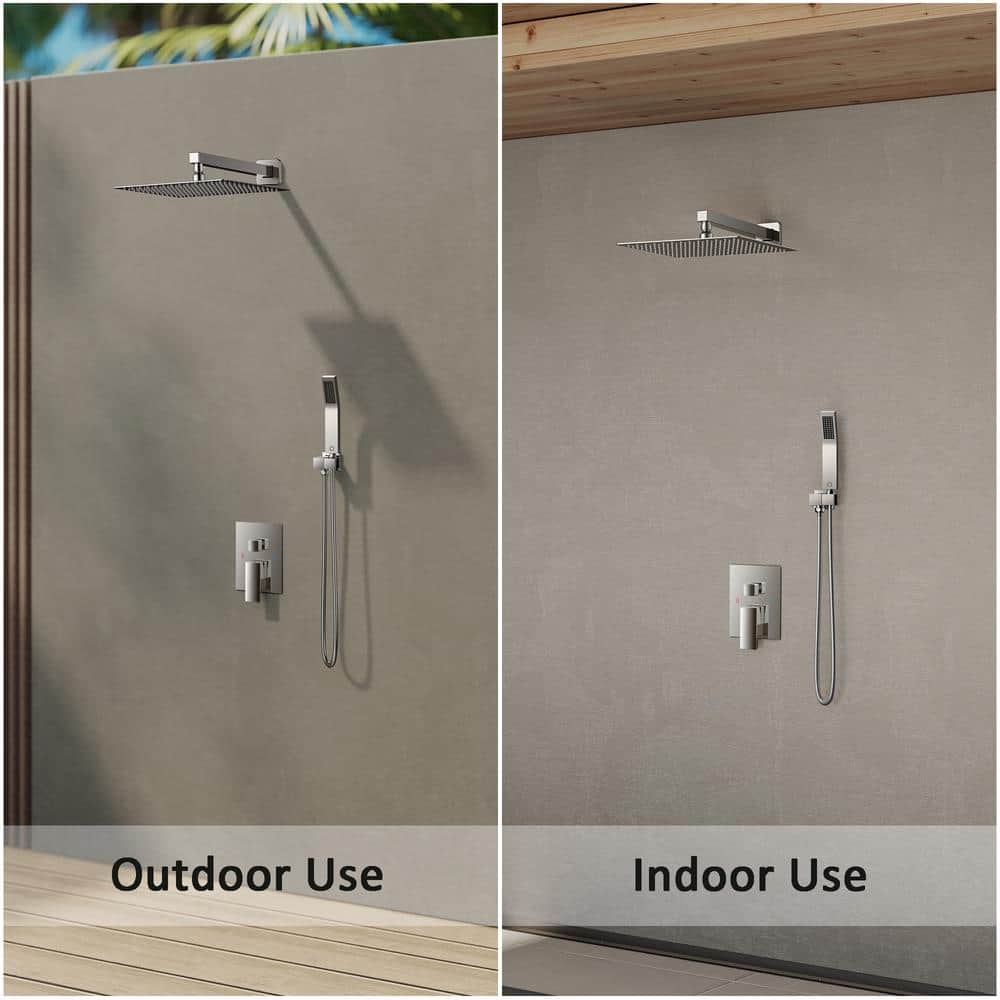 10-Inch Chrome Square Rainfall Shower System with Handheld