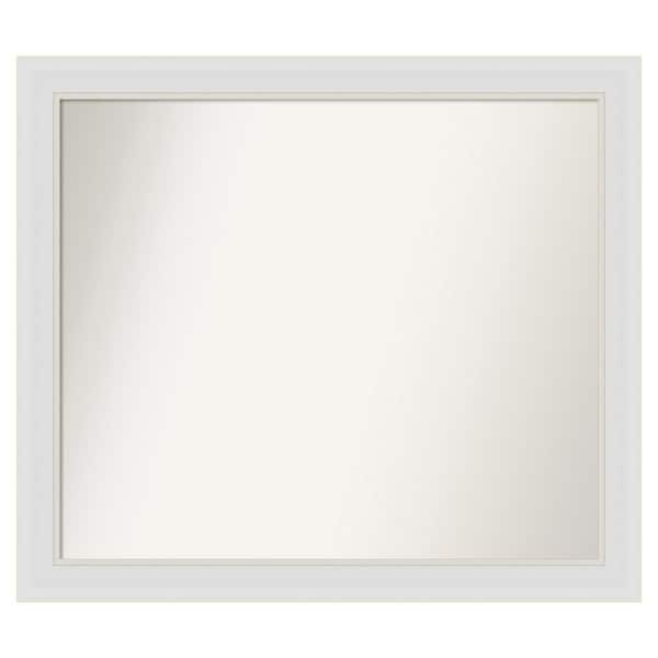 Amanti Art Flair Soft White Narrow 32 in. x 28 in. Custom Non-Beveled Satin Recyled Polystyrene Bathroom Vanity Wall Mirror