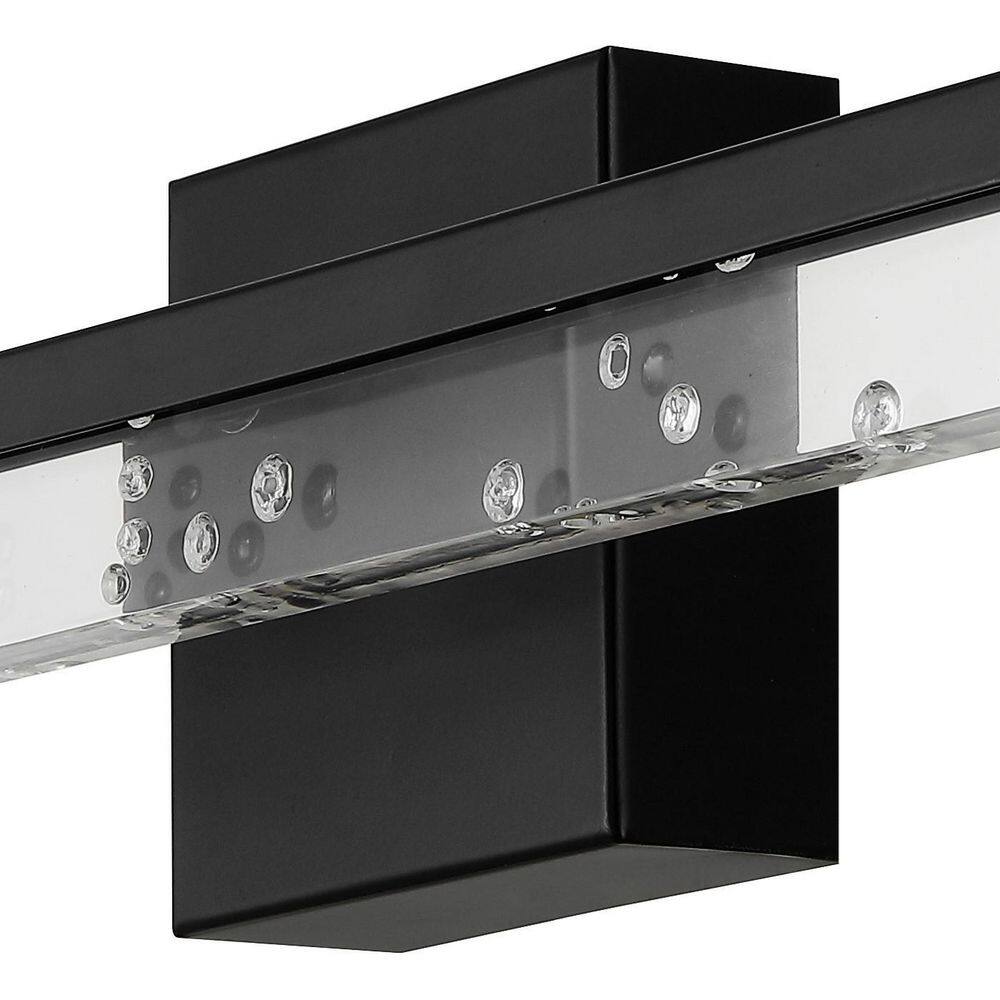 Mario 22" Black Iron LED Vanity Light with Seeded Acrylic Shade