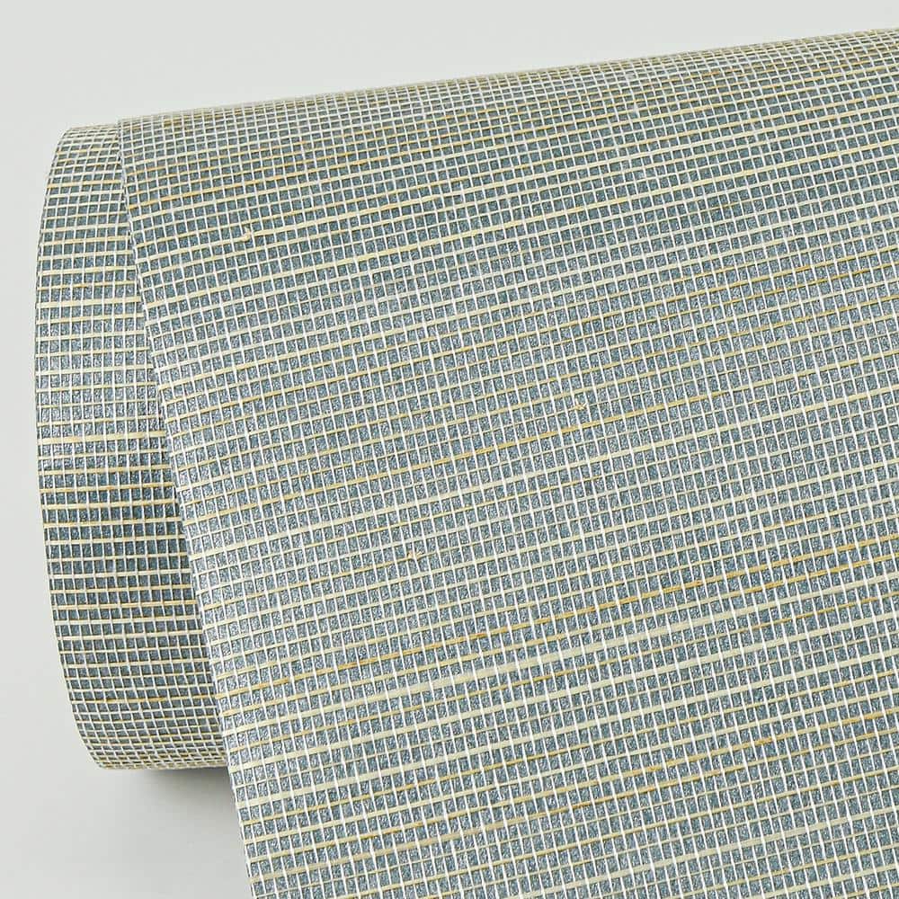 Aqua Non-Pasted Grasscloth Wallpaper Roll