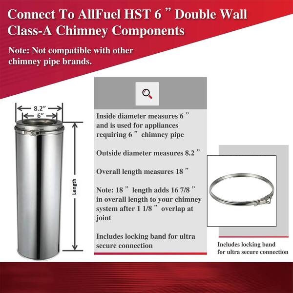 AllFuel HST 6 in. x 18 in. Double Wall Chimney Pipe