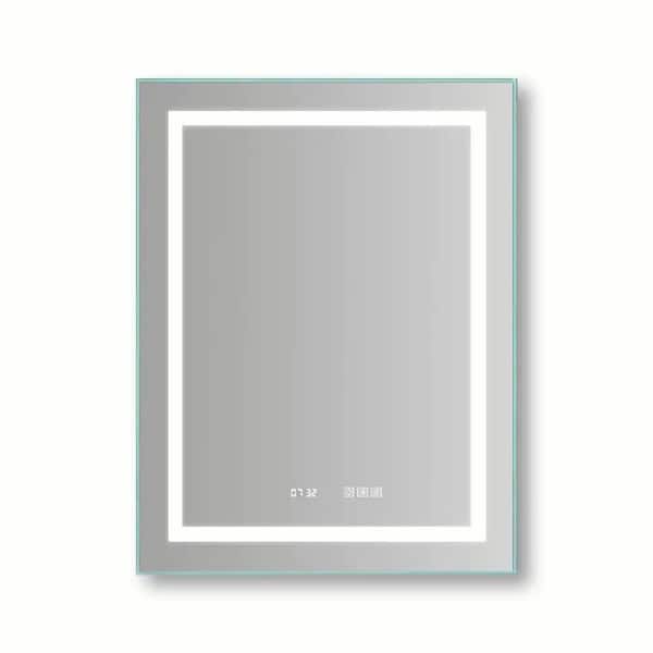 HBEZON 28 in. W x 36 in. H Large Rectangular Frameless Anti-Fog LED Light Wall Bathroom Vanity Mirror in White