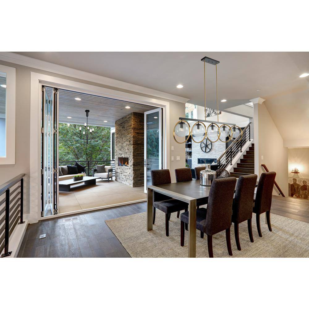 Lugano Elegance 5-Light Chandelier in Black and Vintage Brass with Clear Glass Shades