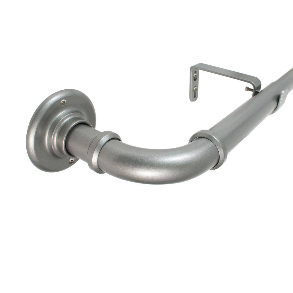 Royal Trading Pewter Silver Adjustable Curtain Rod Set With Pedestal Finials
