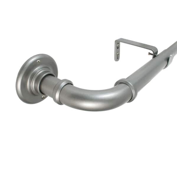 Decopolitan Room Darkening 72 in. 144 in. Adjustable Curtain Rod 1 in. in Pewter with Finial