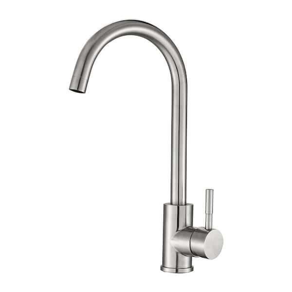 LORDEAR 1.8 GPM High Arc Single Handle Deck Mount Standard Kitchen Faucet in Brushed Nickel