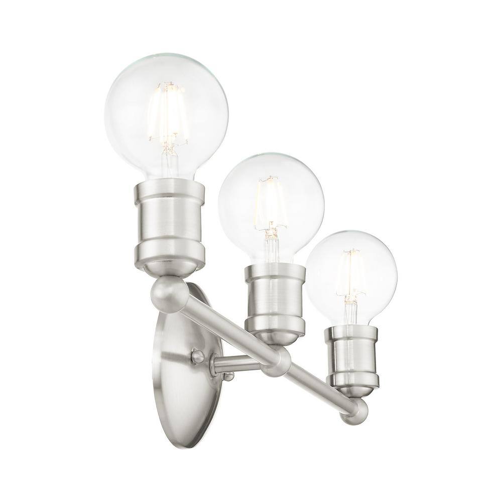 Lansdale Brushed Nickel 3-Light Vanity Sconce with Dimmable Lights
