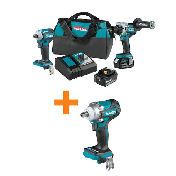 18V LXT Lithium-Ion Brushless Cordless Combo Kit 5.0Ah (2-Pc) with bonus 18V LXT Brushless 4-Speed 1/2 in. Impact Wrench