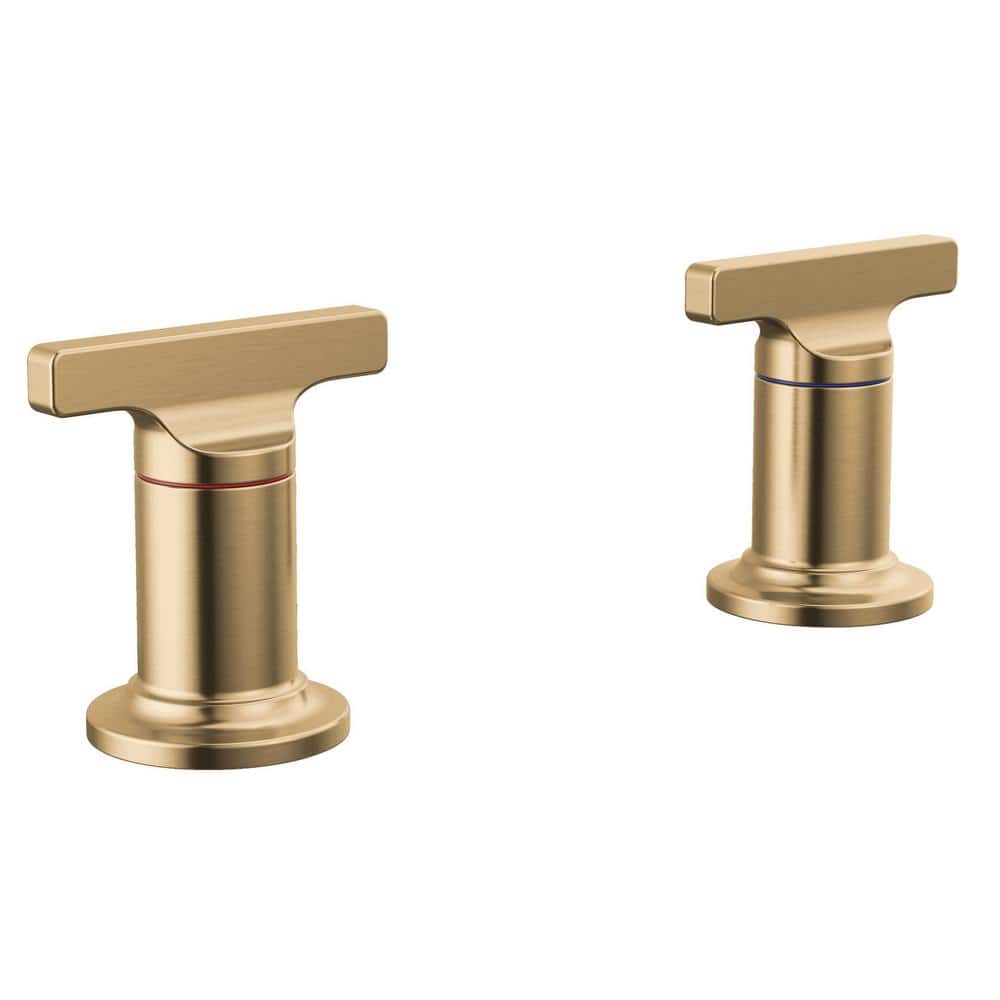 Delta Tetra Gold T-Lever Roman Tub Handles in Lumicoat Champagne