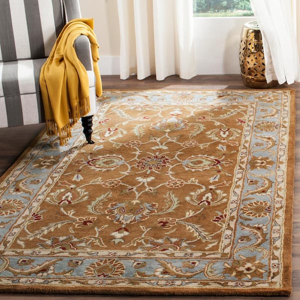 Heritage Brown/Blue 8 ft. x 8 ft. Square Border Area Rug