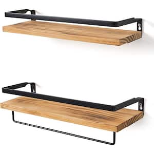 16.53 in. W x 5.83 in. D Carbonized Black Wood Composite Decorative Wall Shelf Set of 2