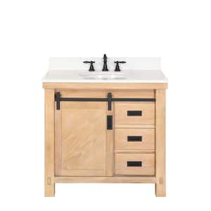 Cora 36 inch Solid Oak Bathroom Vanity with Rectangular Undermount Sink - Navy by Randolph Morris RMAST-36NB-SQWH