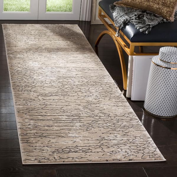 Meadow 3 ft. x 12 ft. Beige Cracked Stone Runner Rug