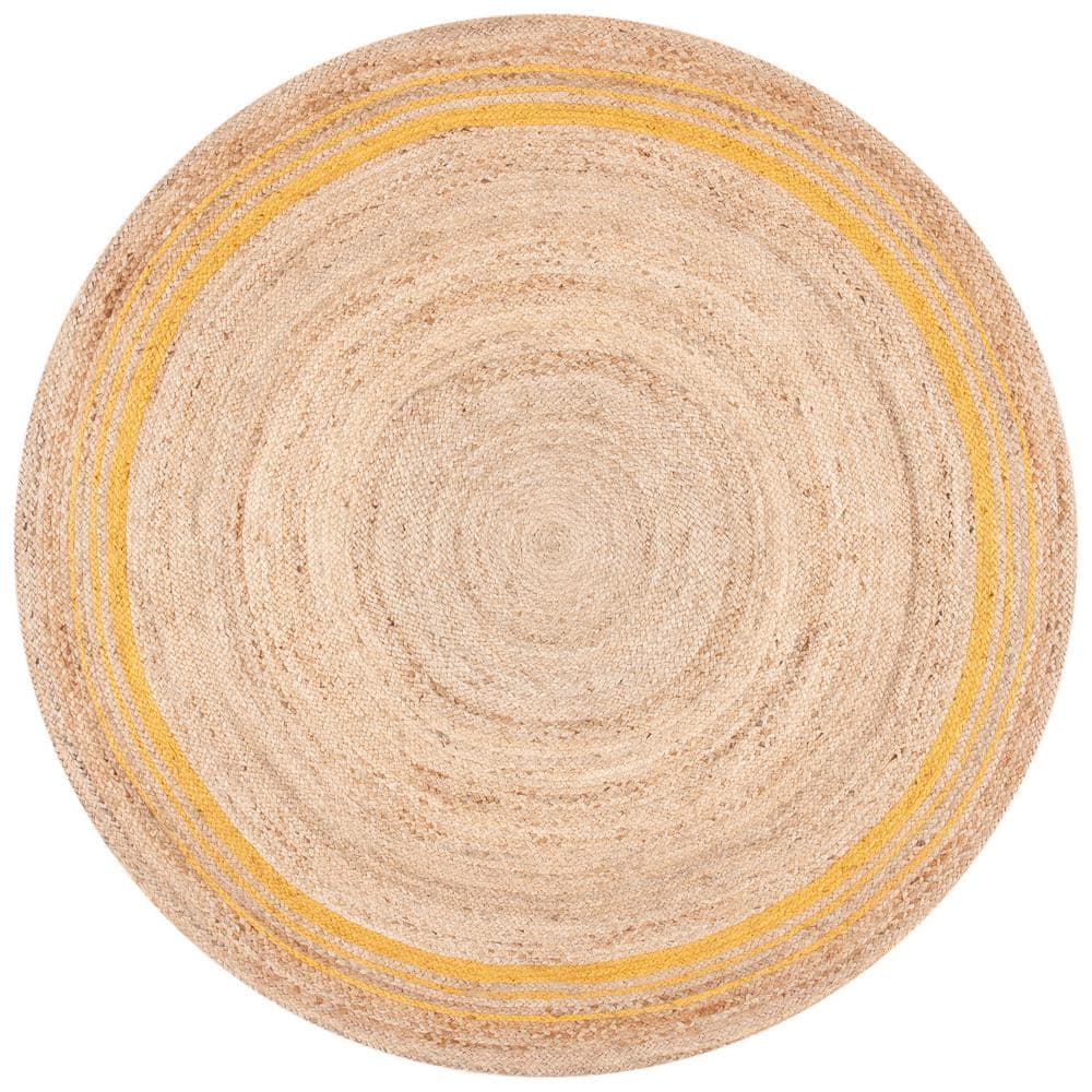 Natural Fiber Beige/Gold 7 ft. x 7 ft. Woven Border Round Area Rug price history on PriceWatchPro