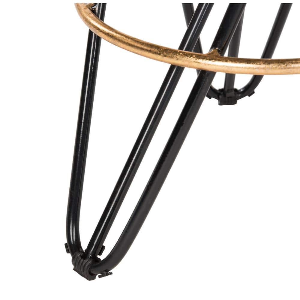 Navy and Gold Metal Backless Counter Stool with Hairpin Legs