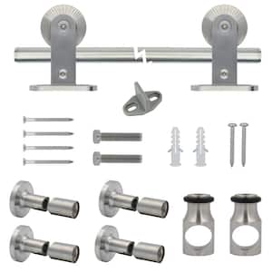 72 in. Stainless Steel Top Mount Sliding Barn Door Track and Hardware Kit