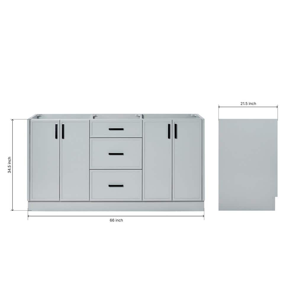 Kelly 66" Light Gray Wood Double Freestanding Vanity Cabinet