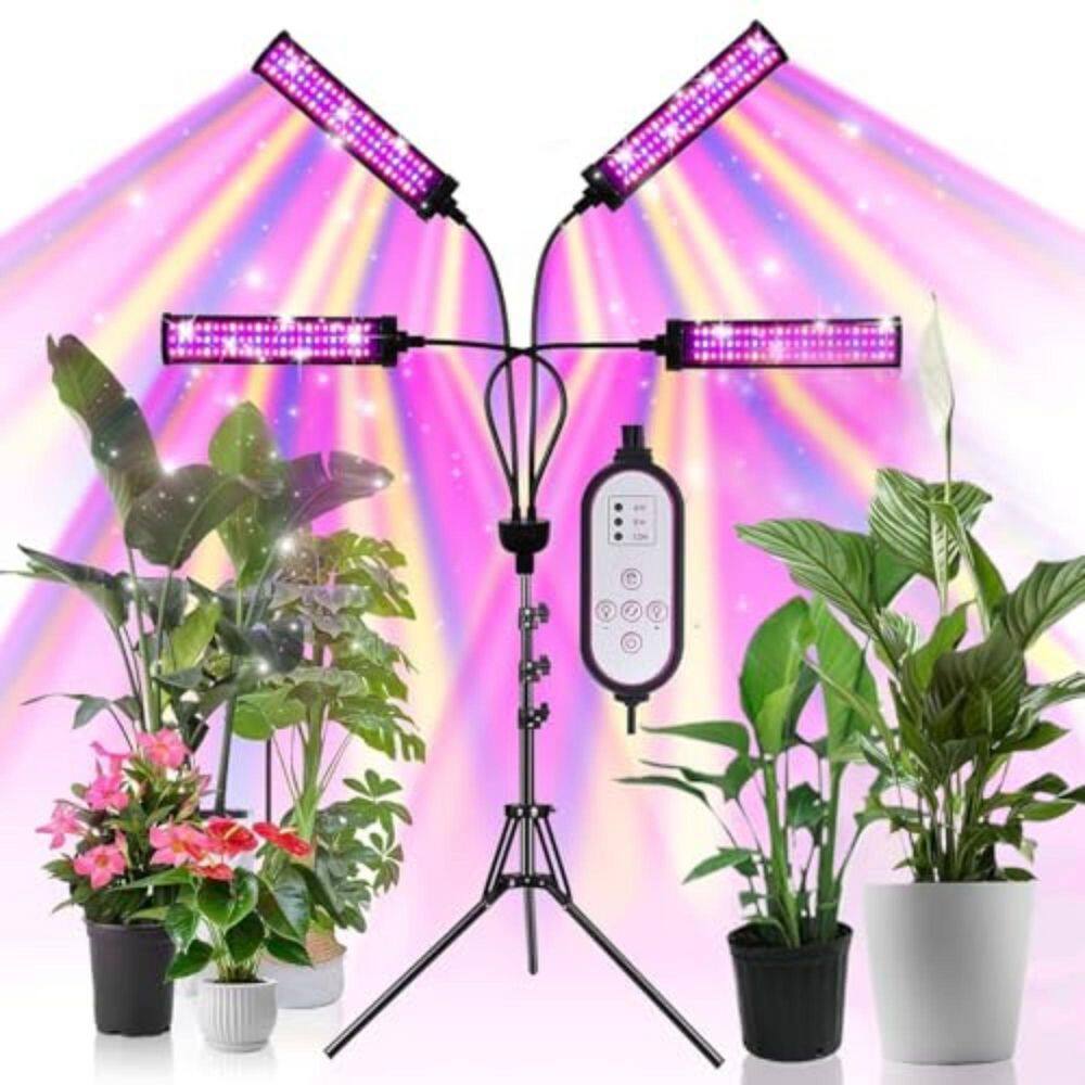 15-63 in. Adjustable Black 4-Head Mixed Spectrum LED Grow Light with Tripod Stand for Indoor Plants, Full Spectrum price history on PriceWatchPro