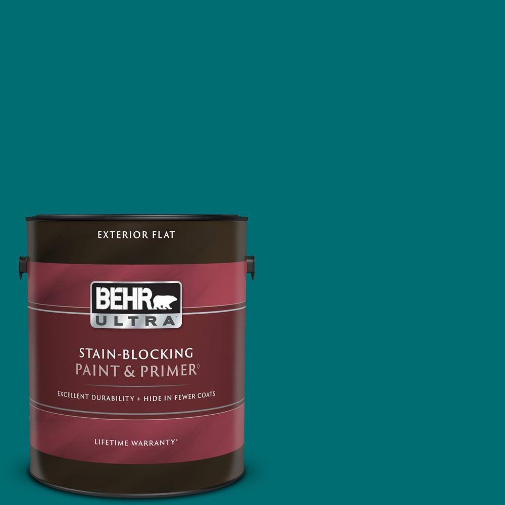 BEHR ULTRA 1 gal. MQ635 Teal Motif Flat Exterior Paint & Primer