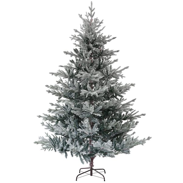 7. 5ft Nordic Pine Artificial Christmas Tree with 1218 Snow Flocked Tips, Foldable Metal Stand, Easy Assembly