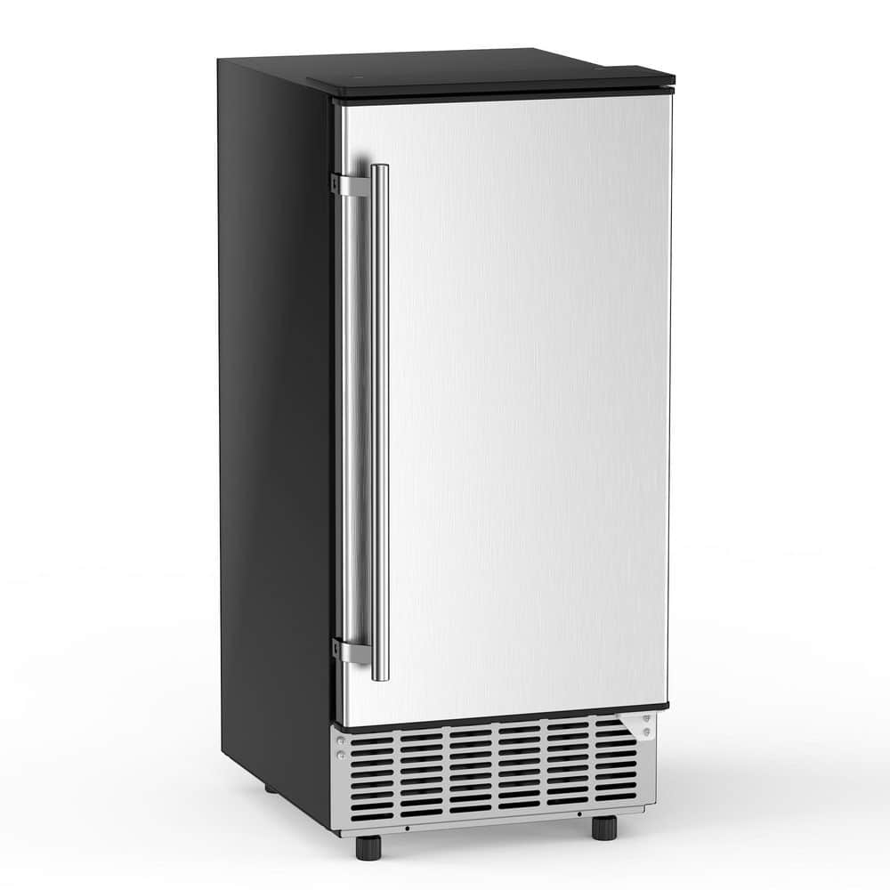 15 in. 80lb. Freestanding Commercial Ice Maker, Cube Type with Adjustable Foot and Removable Ice Bin in Stainless Steel