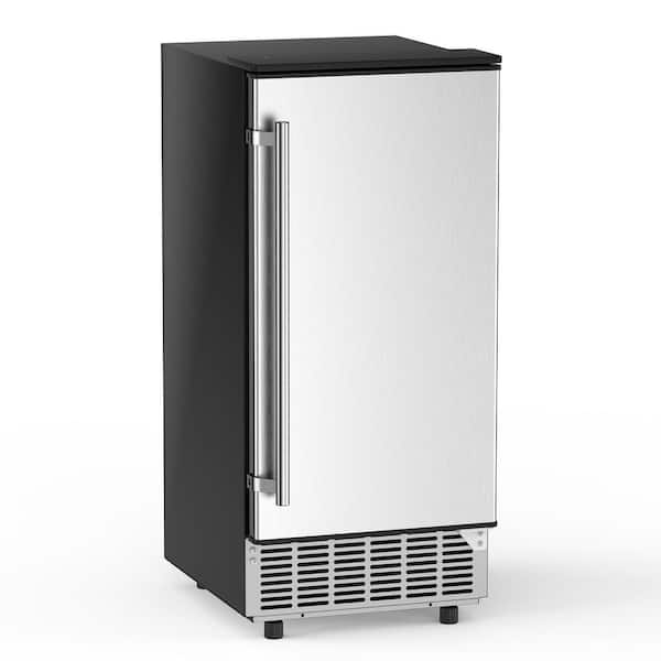 15 in. 80lb. Freestanding Commercial Ice Maker, Cube Type with Adjustable Foot and Removable Ice Bin in Stainless Steel
