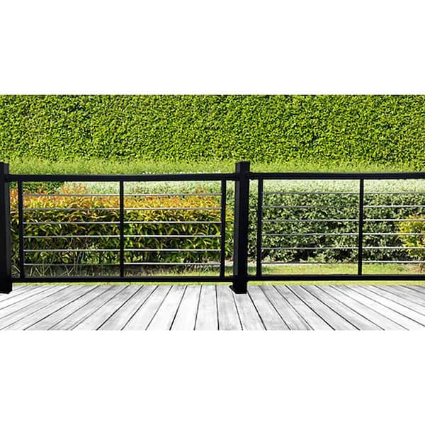 Weatherables Cornell 36 in. H x 72 in. W Textured Black and Silver Horizontal Aluminum Rod Straight Railing Kit