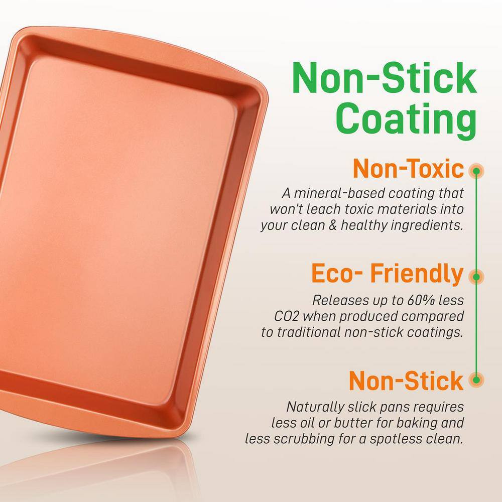 NutriChef 5-Piece Copper Nonstick Carbon Steel Baking Pan Set