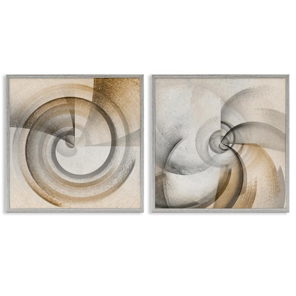 Stupell Industries Spinning Vortex Abstractions by Noah Bay 2 Pieces Gray Framed Abstract Giclee Art Print 24 in. x 24 in.