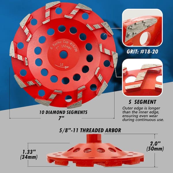 EDiamondTools 7 in. High Performance Aggressive Diamond Grinding
