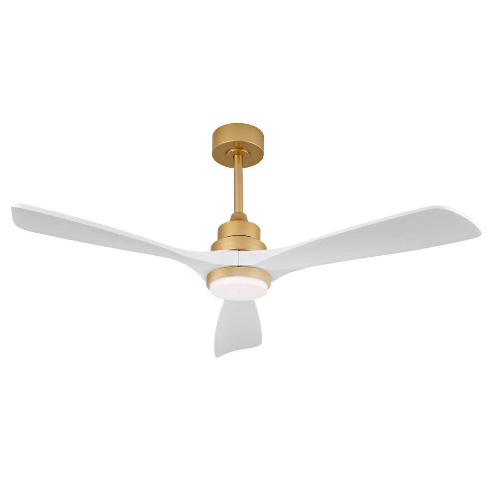 52 in. Gold Ceiling Fan with Light and Remote, 3 White Wood Blades for Modern Farmhouse Style, Downrod Mount price history on PriceWatchPro