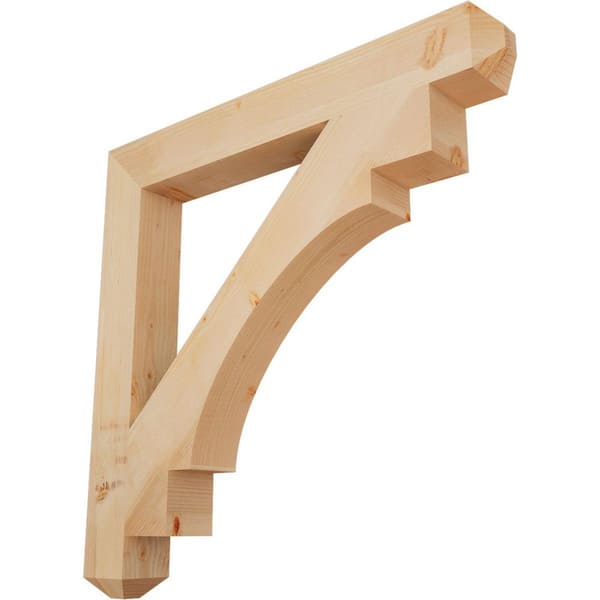 Ekena Millwork 5.5 in. x 48 in. x 48 in. Douglas Fir Merced Craftsman Smooth Bracket