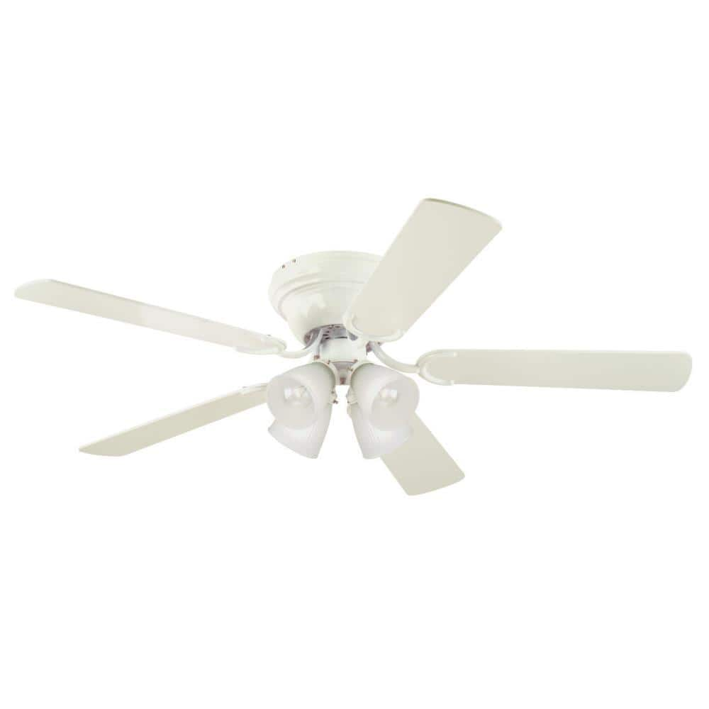 Westinghouse 7232300 52 in. Ceiling Fan with Dimmable LED Light Fixture White Finish Reversible Blades White & White Washed Pine Frosted Ribbed Glass