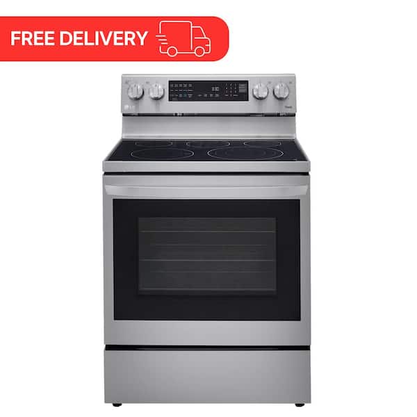 LG 6.3 cu. ft. Smart True Convection InstaView Electric Range Single Oven with Air Fry in Printproof Stainless Steel