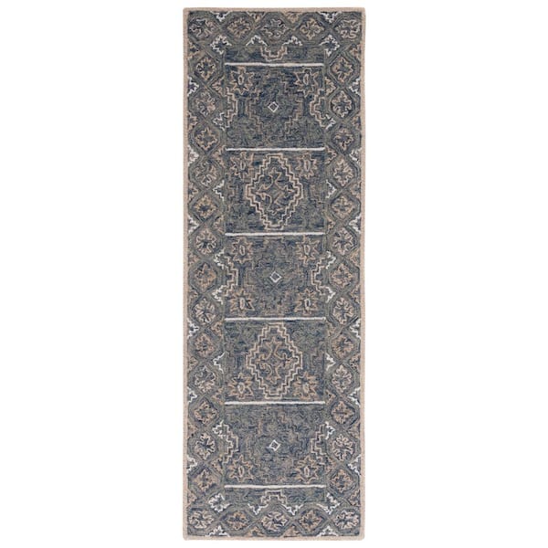 Aspen 2 ft. x 7 ft. Blue/Beige Oriental Runner Rug