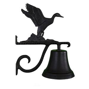 high x 11 in Black 5.5 in long Cast Bell with Cow Ornament Outdoor Wall Decor 