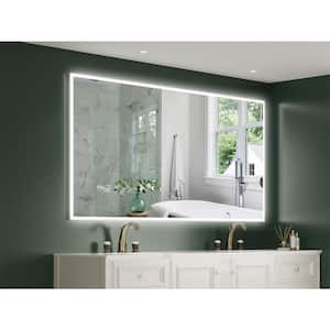 84 in. x 42 in. Extra Large Rectangular Framed Wall Anti-Fog LED Bathroom Vanity Mirror in White