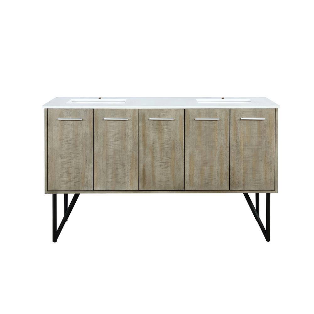 Lancy 60'' Double Bathroom Vanity with White Cultured Marble Top