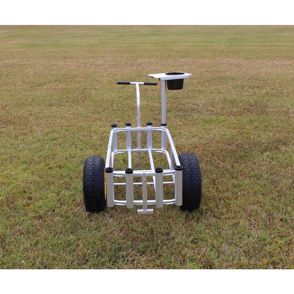 Silver Aluminum Utility Cart with Yellow Wheels