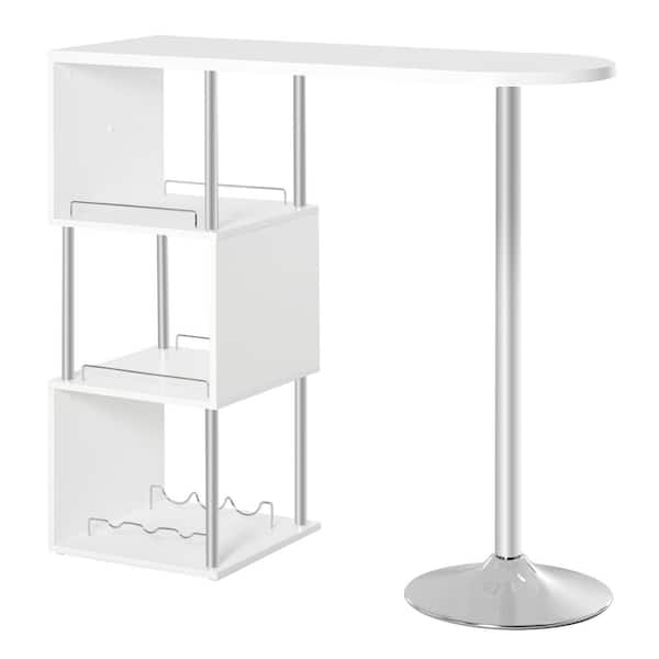 HOMCOM 44.5in Rectangular White Wood Top with Metal Frame
