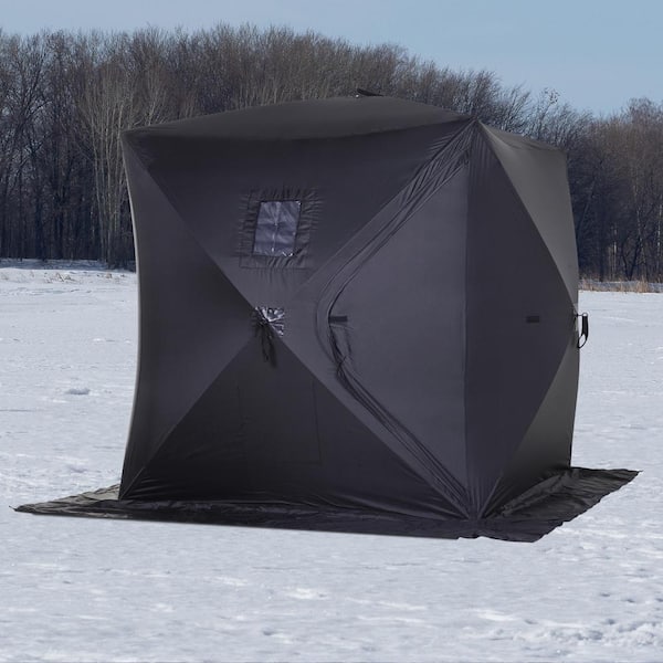 Outsunny Ice Fishing Shelter with Internal Storage Bag, Waterproof Portable  Pop Up Ice Tent for Outdoor Fishing, Black AB1-007BK - The Home Depot