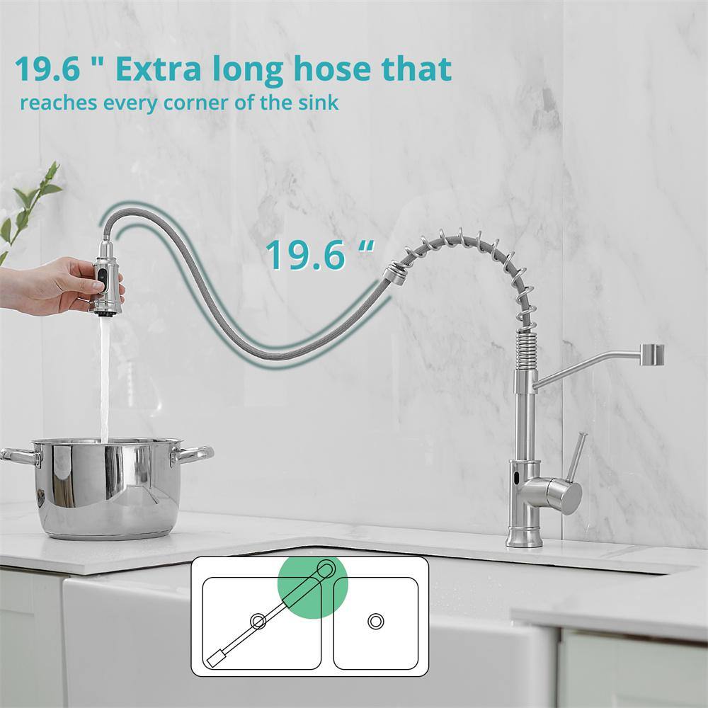 Brushed Nickel Touchless Pull Down Kitchen Faucet with Spray
